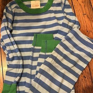Hanna Andersson Blue and Green Striped Kids Pajama Set